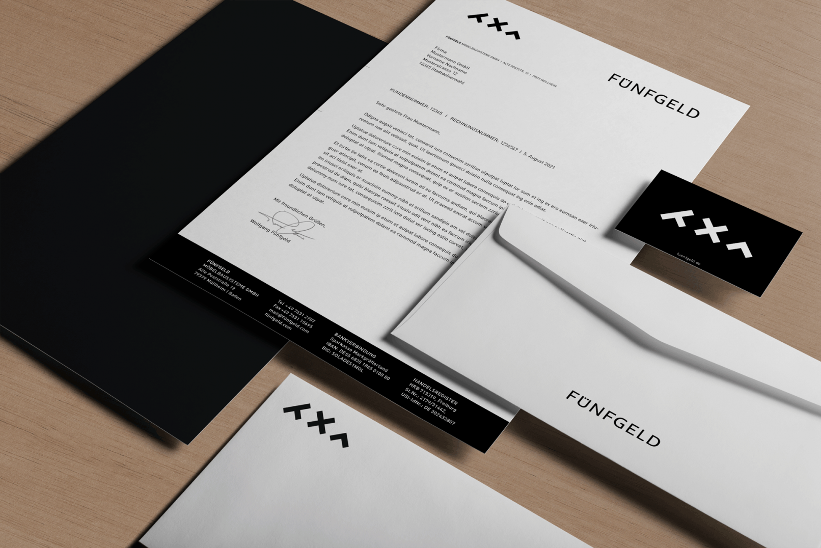 Fünfgeld Möbelbausysteme, Corporate Design Korrespondenz