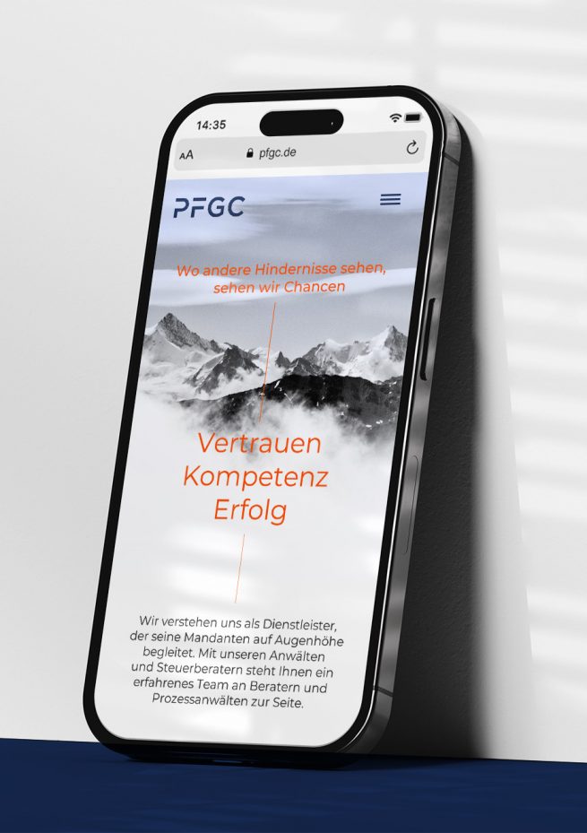 Darstellung der Website auf einem Smartphone